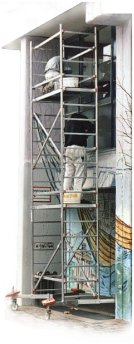 Fassadenarbeit 
der Gruppe ANTI-GRAFFITI 
am Wandbild DIE ARCHE